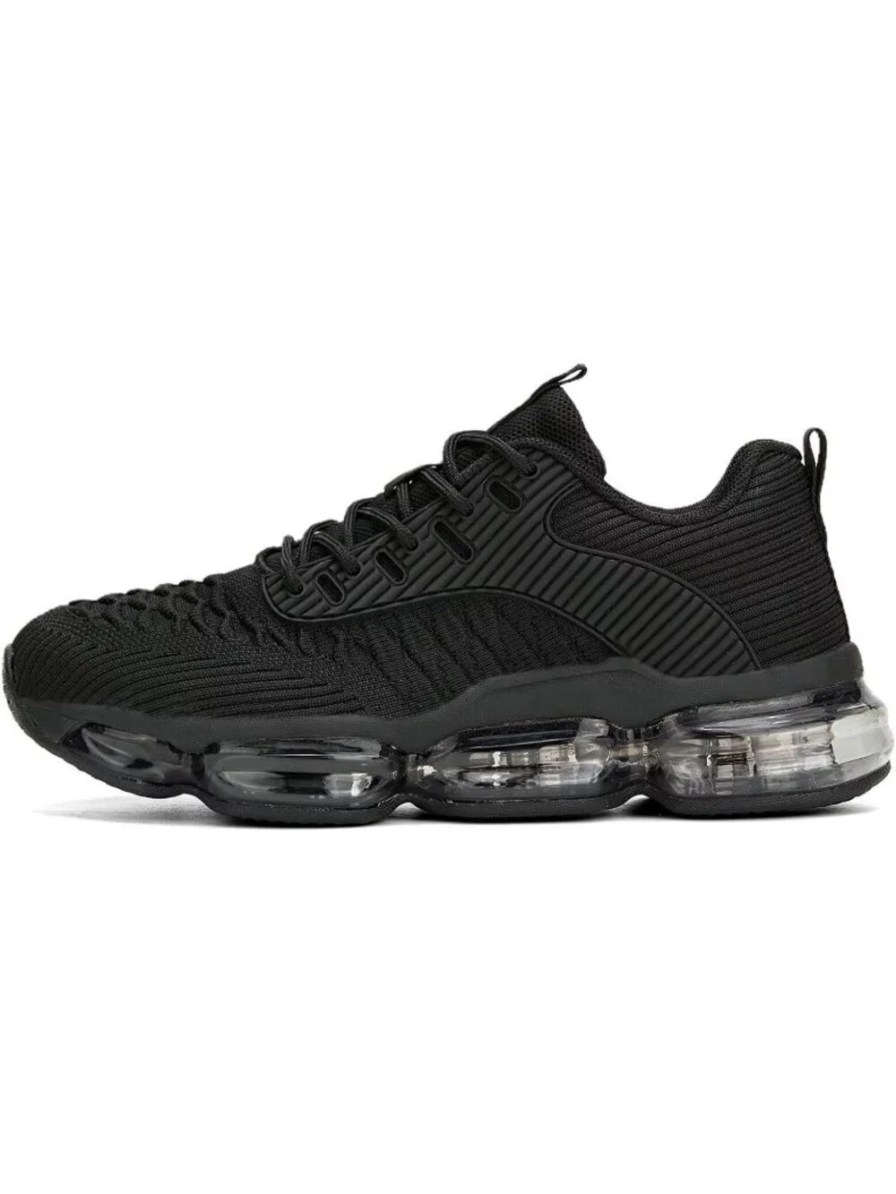 Women's Black Walking Air Cushion Breathable Mesh Casual Athletic Sneaker Shoes